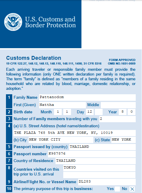u.s. customs declaration form 6059b pdf download